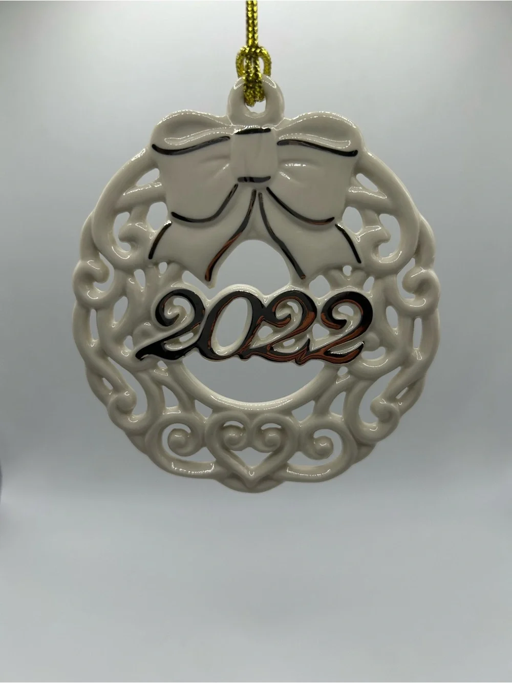 NEW 2022 Lenox Ceramic Holiday Wreath Ornament